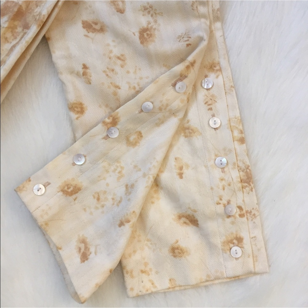 Kenzo Paris Embossed Floral High Waist Pants Cream Size 38 Designer - Picture 6 of 11